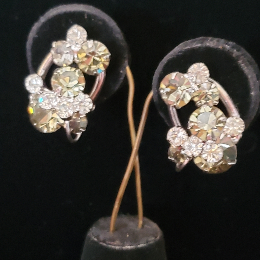 Juliana Black Diamond and White Rhinestone Clip-on Earrings High Quality Layered
